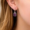 Thumbnail Image 1 of Elongated Emerald-Cut Amethyst and White Topaz Frame Doorknocker Drop Earrings in Sterling Silver