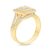 1/5 CT. T.W. Diamond Double Square Frame Vintage-Style Bridal Set in Sterling Silver with 14K Gold Plate