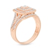 Thumbnail Image 3 of 1/5 CT. T.W. Diamond Double Square Frame Vintage-Style Bridal Set in Sterling Silver with 14K Rose Gold Plate