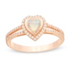 5.0mm Heart-Shaped Opal and 1/5 CT. T.W. Diamond Split Shank Ring in 10K Rose Gold