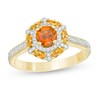 5.0mm Citrine and 1/6 CT. T.W. Diamond Octagonal Frame Ring in 10K Gold