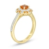 5.0mm Citrine and 1/6 CT. T.W. Diamond Octagonal Frame Ring in 10K Gold