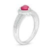 Thumbnail Image 3 of 5.0mm Heart-Shaped Ruby and 1/5 CT. T.W. Diamond Triple Row Split Shank Ring in 10K White Gold