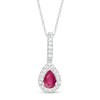 Thumbnail Image 1 of Pear-Shaped Ruby and 1/8 CT. T.W. Diamond Teardrop Pendant in 10K White Gold