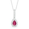 Thumbnail Image 0 of Pear-Shaped Ruby and 1/8 CT. T.W. Diamond Teardrop Pendant in 10K White Gold