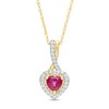 Thumbnail Image 1 of 4.0mm Heart-Shaped Ruby and 1/15 CT. T.W. Diamond Frame Drop Pendant in 10K Gold