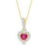 Thumbnail Image 0 of 4.0mm Heart-Shaped Ruby and 1/15 CT. T.W. Diamond Frame Drop Pendant in 10K Gold