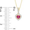 Thumbnail Image 2 of 4.0mm Heart-Shaped Ruby and 1/15 CT. T.W. Diamond Frame Drop Pendant in 10K Gold