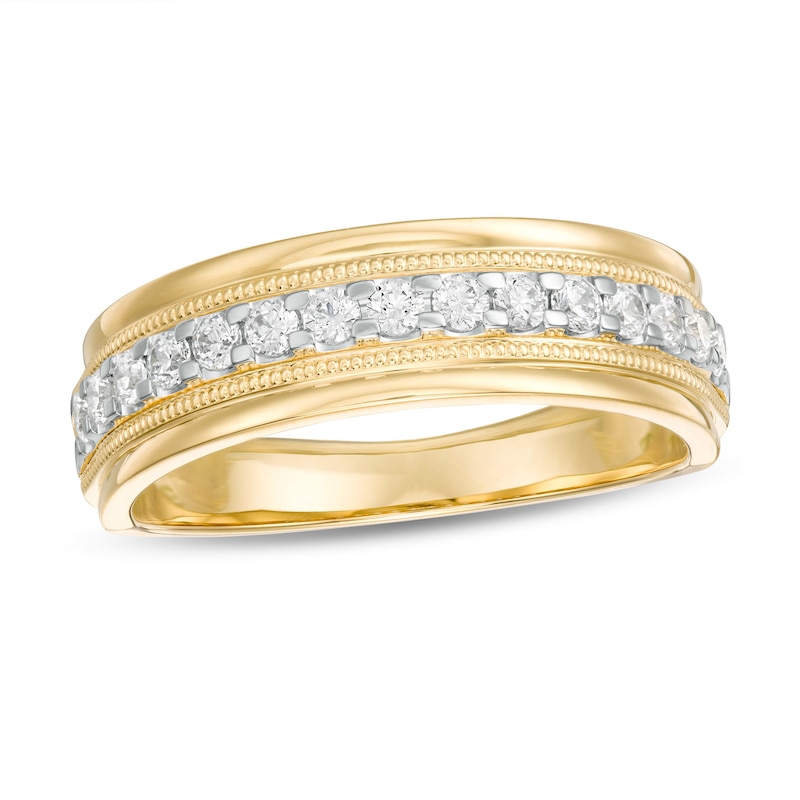 Main Image 1 of Men's 1/2 CT. T.W. Diamond Milgrain Wedding Band in 10K Gold