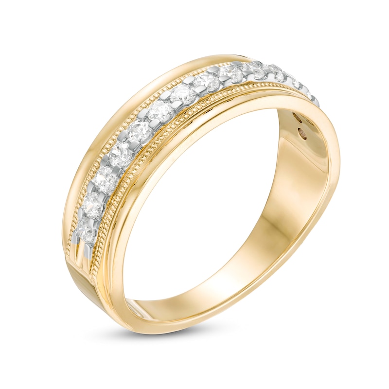 Men's 1/2 CT. T.W. Diamond Milgrain Wedding Band in 10K Gold