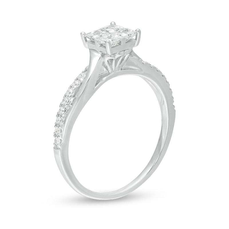 1/2 CT. T.W. Princess-Cut Quad Diamond Twist Shank Engagement Ring in 14K White Gold