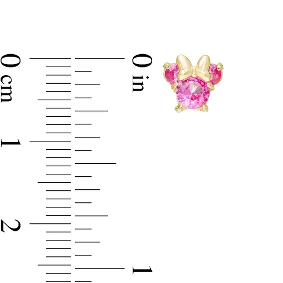 Child's Disney Twinkle Minnie Mouse 4.0mm Lab-Created Pink Sapphire Stud Earrings in 14K Gold