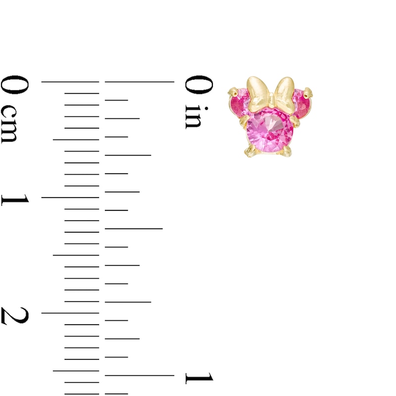 Main Image 2 of Child's Disney Twinkle Minnie Mouse 4.0mm Lab-Created Pink Sapphire Stud Earrings in 14K Gold