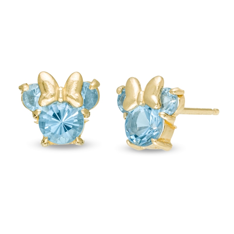 Main Image 1 of Child's Disney Twinkle Minnie Mouse 4.0mm Swiss Blue Topaz Stud Earrings in 14K Gold