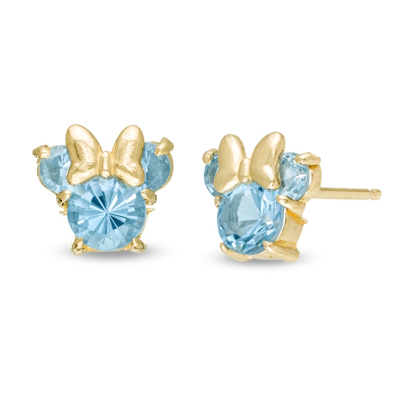 Child's Disney Twinkle Minnie Mouse 4.0mm Swiss Blue Topaz Stud Earrings in 14K Gold