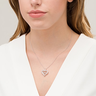 Sterling silver engraved hearts necklace for love outline heart jewelry and tiny moonstone anniversary gift for her