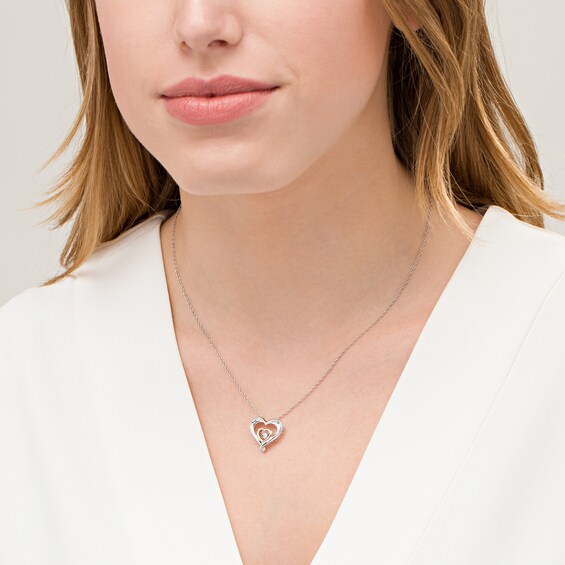 Unstoppable Love™ Diamond Accent Double Heart Pendant in Sterling Silver and 10K Rose Gold Unstoppable Love™ Diamond Accent Double Heart Pendant in Sterling Silver and 10K Rose Gold