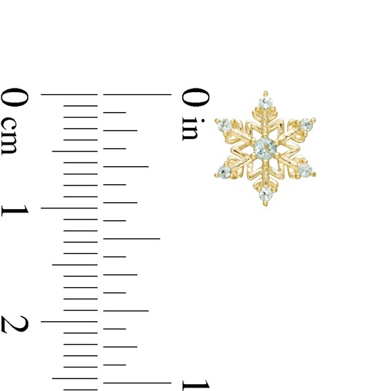 Child's Disney Twinkle Aquamarine Snowflake Stud Earrings in 14K Gold