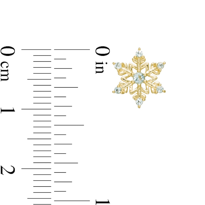 Main Image 2 of Child's Disney Twinkle Aquamarine Snowflake Stud Earrings in 14K Gold