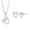 Thumbnail Image 1 of Child's Disney Twinkle Minnie Mouse 1/10 CT. T.W. Diamond Pendant and Stud Earrings Set in Two-Tone Sterling Silver