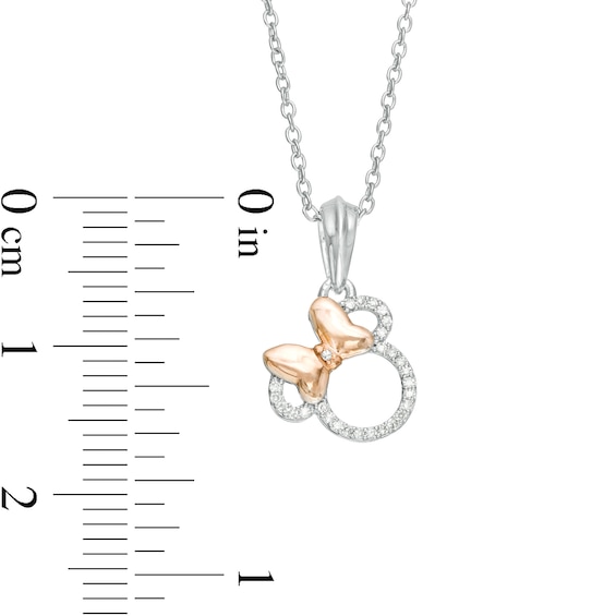 Child's Disney Twinkle Minnie Mouse 1/10 CT. T.w. Diamond Pendant and Stud Earrings Set in Two-Tone Sterling Silver