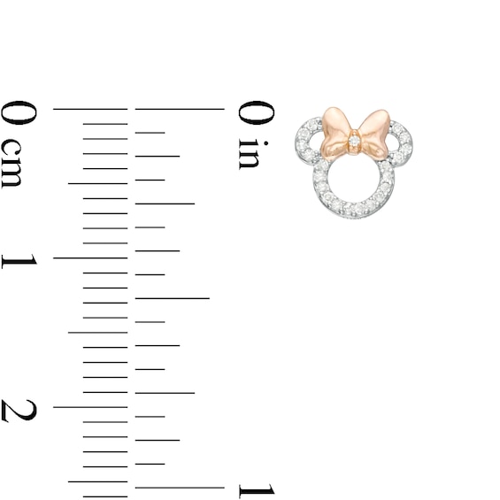 Child's Disney Twinkle Minnie Mouse 1/10 CT. T.w. Diamond Pendant and Stud Earrings Set in Two-Tone Sterling Silver