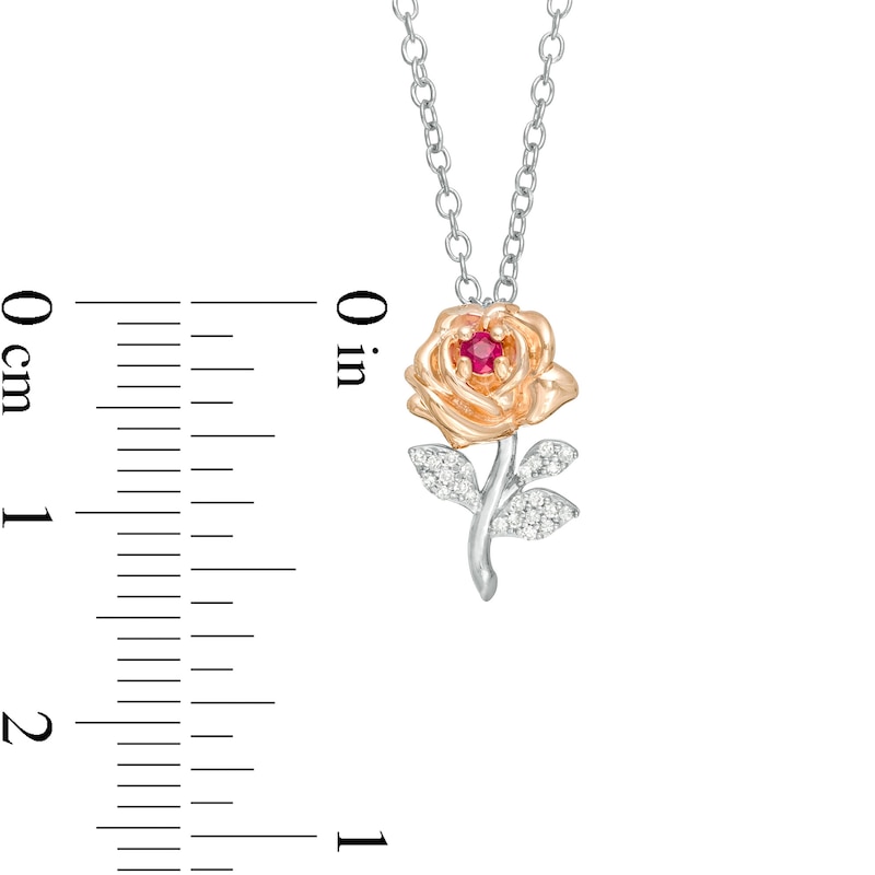 Main Image 3 of Child's Disney Twinkle Belle Ruby and 1/20 CT. T.W. Diamond Rose Pendant and Stud Earrings in Two-Tone Sterling Silver