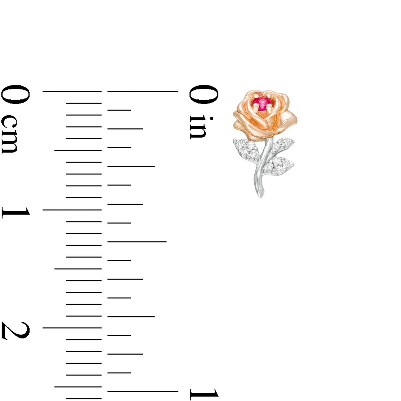 Main Image 4 of Child's Disney Twinkle Belle Ruby and 1/20 CT. T.W. Diamond Rose Pendant and Stud Earrings in Two-Tone Sterling Silver