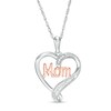 Thumbnail Image 1 of 1/20 CT. T.W. Diamond and Cursive "Mom" Loop Heart Pendant in Sterling Silver and 10K Rose Gold
