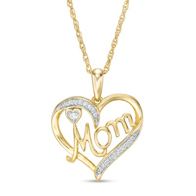 14k Yellow REAL Gold Cute diamond Cut Design #1 Mom Mother Charm Pendant .6g 