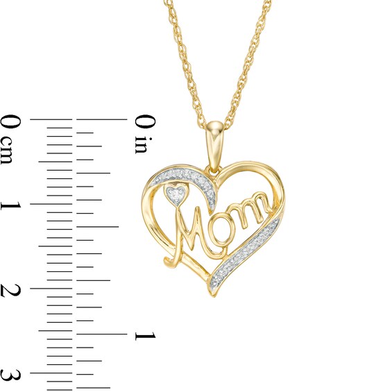 1/20 CT. T.w. Diamond Heart Mom Pendant in 10K Gold