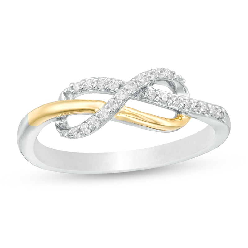 1/10 CT. T.W. Diamond Infinity Ring in Sterling Silver and 10K Gold
