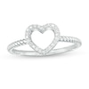 1/20 CT. T.W. Diamond Heart Outline Rope Shank Ring in Sterling Silver