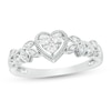 Thumbnail Image 1 of 1/8 CT. T.W. Diamond Heart Frame Filigree Vintage-Style Promise Ring in Sterling Silver