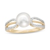 Thumbnail Image 1 of 7.0mm Freshwater Cultured Pearl and 1/20 CT. T.W. Diamond Split Shank Ring in 10K Gold