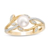6.0mm Cultured Freshwater Pearl and 1/20 CT. T.W. Diamond Vines Ring in 10K Gold