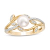 Thumbnail Image 1 of 6.0mm Freshwater Cultured Pearl and 1/20 CT. T.W. Diamond Vines Ring in 10K Gold