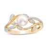 Thumbnail Image 0 of 6.0mm Cultured Freshwater Pearl and 1/20 CT. T.W. Diamond Vines Ring in 10K Gold