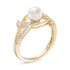 Thumbnail Image 3 of 6.0mm Freshwater Cultured Pearl and 1/20 CT. T.W. Diamond Vines Ring in 10K Gold