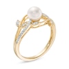 Thumbnail Image 2 of 6.0mm Cultured Freshwater Pearl and 1/20 CT. T.W. Diamond Vines Ring in 10K Gold