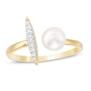 6.0mm Cultured Freshwater Pearl and Diamond Accent Open Shank Ring in 10K Gold