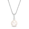 Thumbnail Image 0 of 7.0mm Cultured Freshwater Pearl and Lab-Created White Sapphire Pendant in Sterling Silver