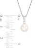 Thumbnail Image 2 of 7.0mm Cultured Freshwater Pearl and Lab-Created White Sapphire Pendant in Sterling Silver