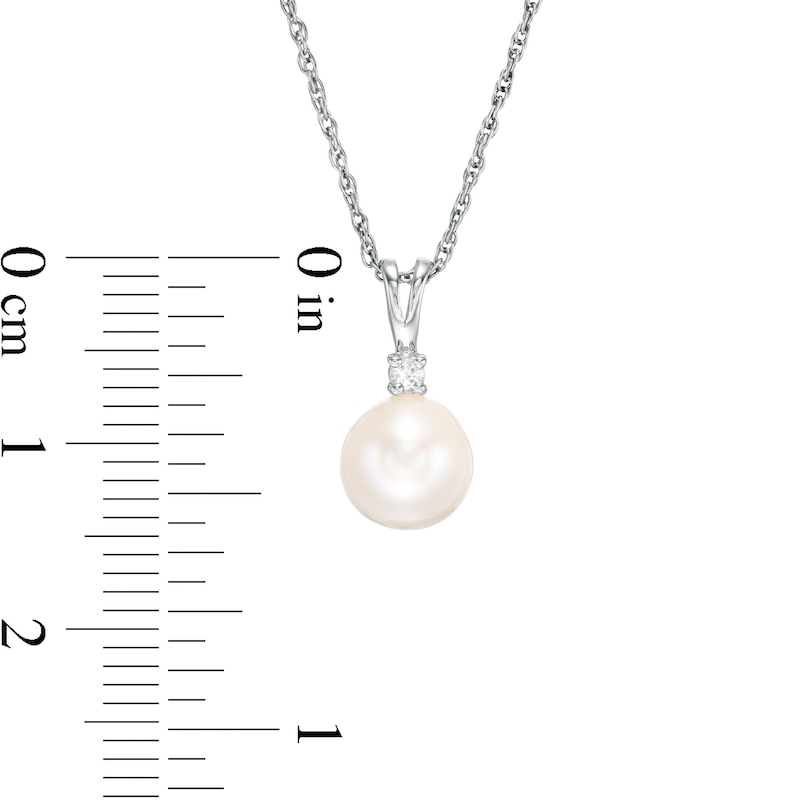 7.0mm Cultured Freshwater Pearl and Lab-Created White Sapphire Pendant in Sterling Silver