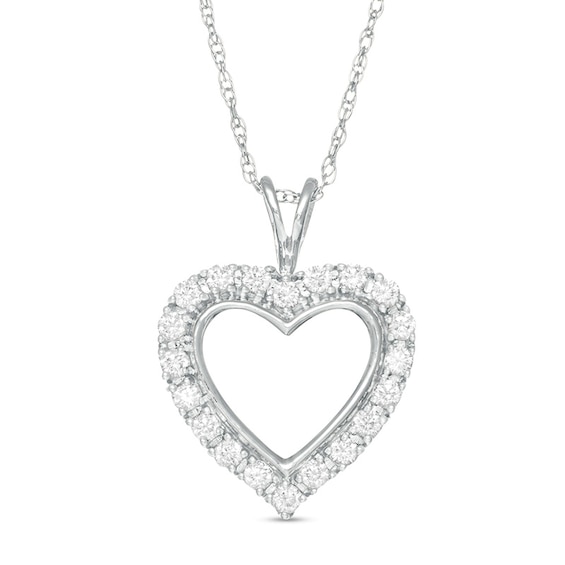 1/4 CT. T.w. Diamond Heart Outline Pendant in 10K White Gold
