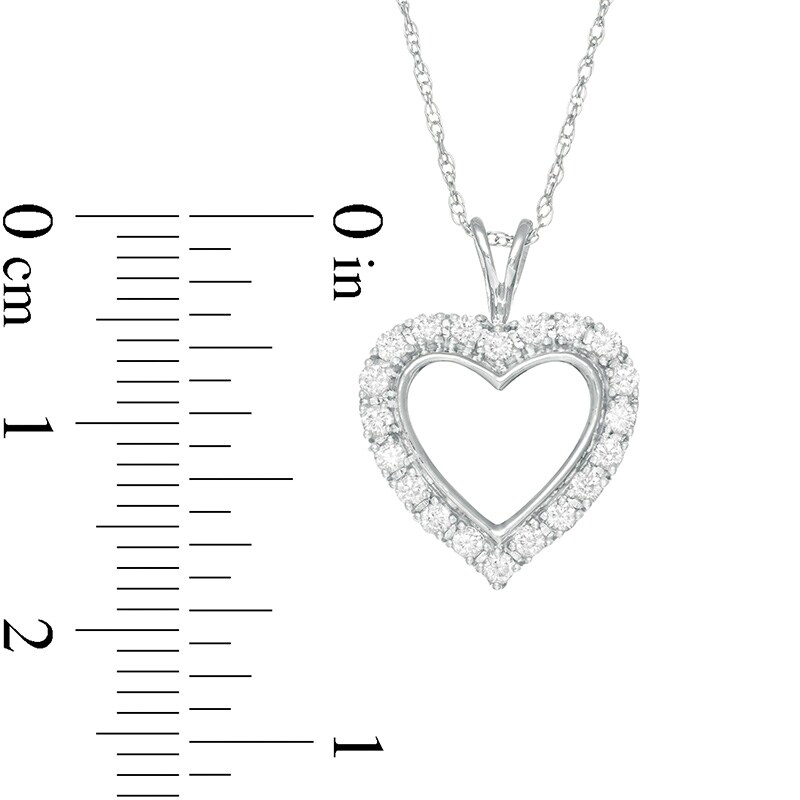 Main Image 3 of 1/4 CT. T.W. Diamond Heart Outline Pendant in 10K White Gold