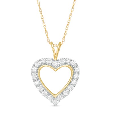1 4 Ct T W Diamond Heart Outline Pendant In 10k Gold Zales