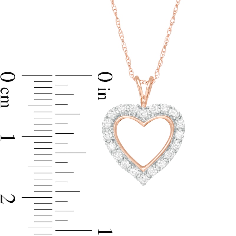 1/4 CT. T.W. Diamond Heart Outline Pendant in 10K Rose Gold