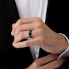 Thumbnail Image 1 of Men's 1/6 CT. T.W. Black Diamond Beveled Edge Band in Black IP Stainless Steel - Size 10