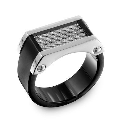 Mens Rings Diamond Rings Stainless Steel Polished 9mm Textured Rounded Edge Ring Size 8.5 